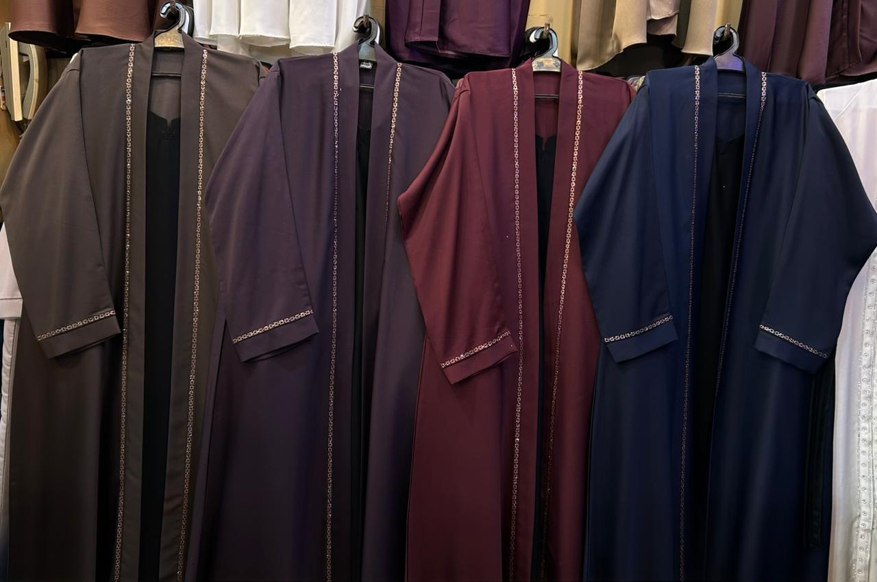 Double Coat Nida Abaya with DMC Stone Work