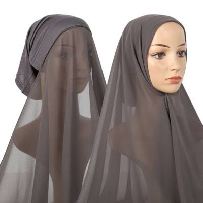 Georgette Hijab with Attached Cap