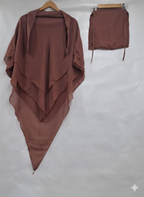 3-Layer Chiffon Hijab Set – Khimar with Niqab (2-Piece Set)