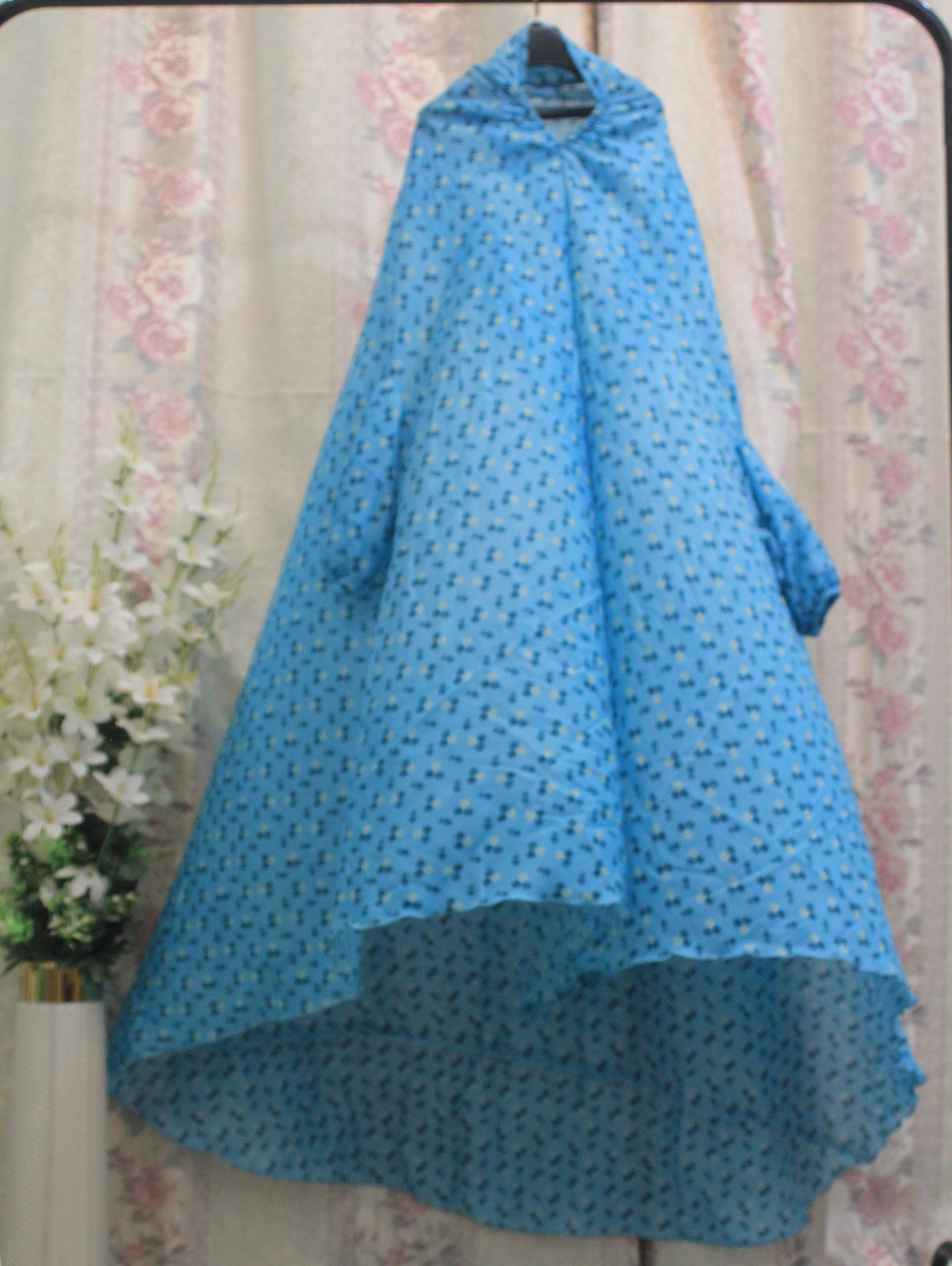 Sky Blue Printed Namaz Chaddar