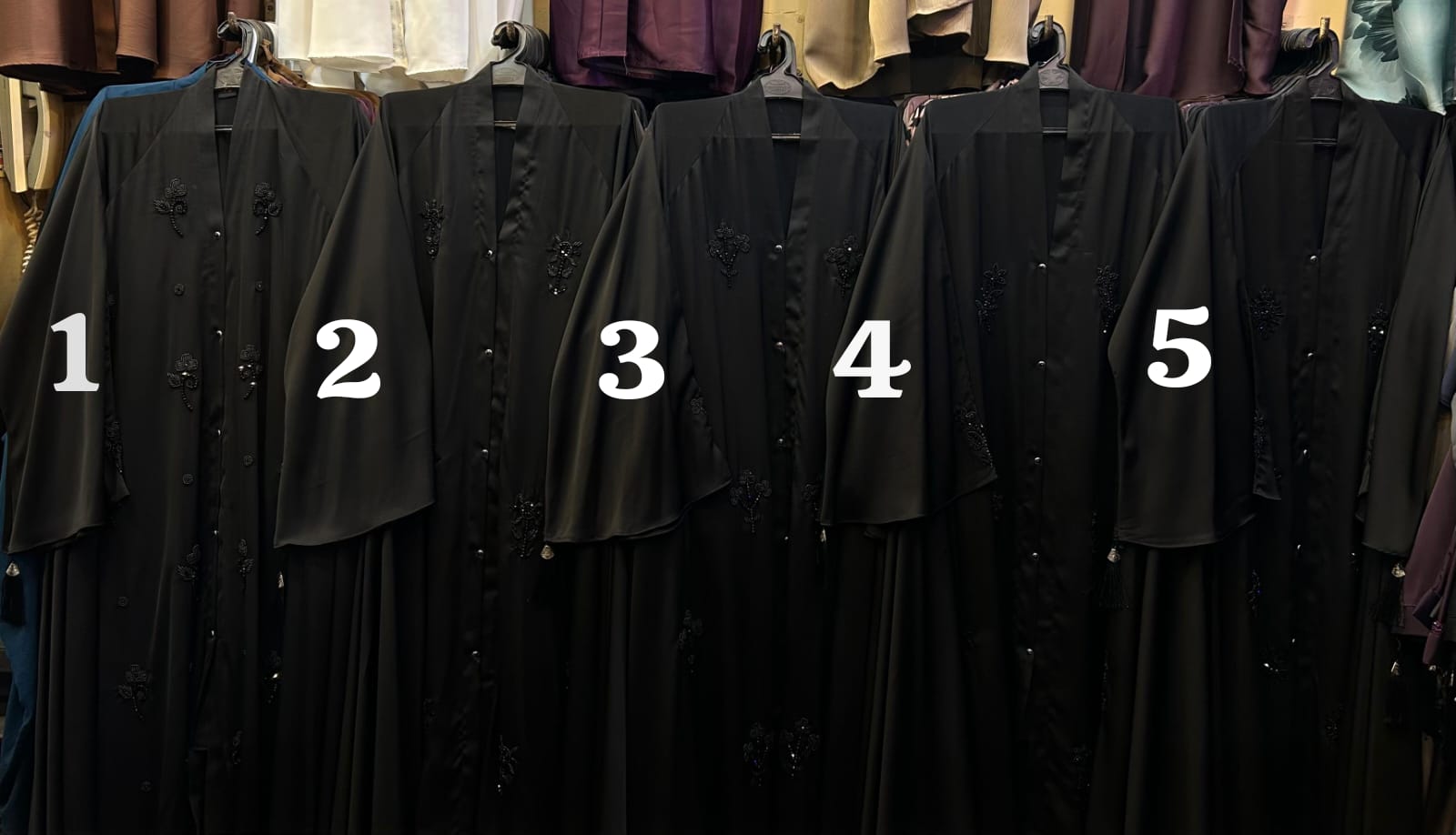 Front Open Handwork Black Amraila Abaya