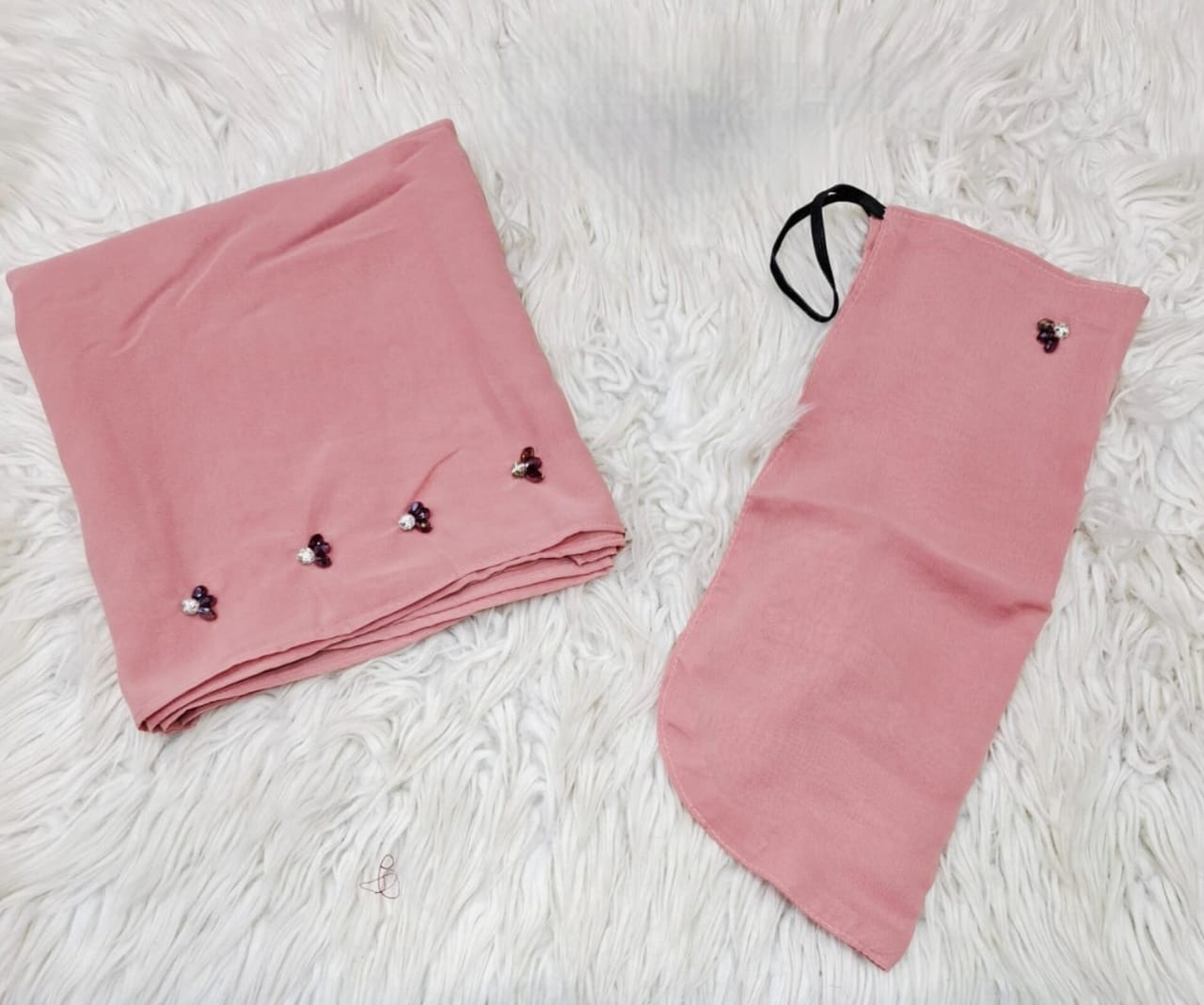 Hand Work Niqab Scarf Set