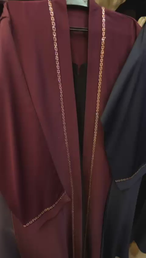 Double Coat Nida Abaya with DMC Stone Work