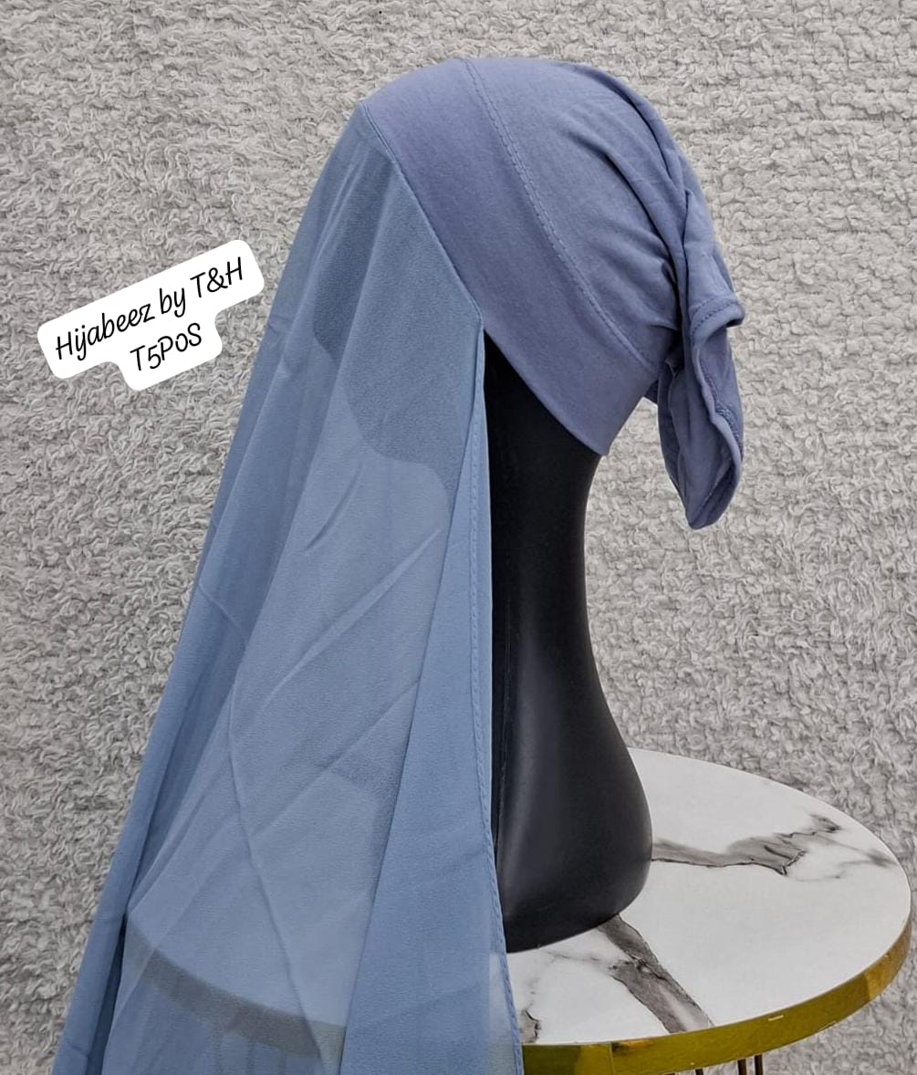 Georgette Hijab with Attached Cap